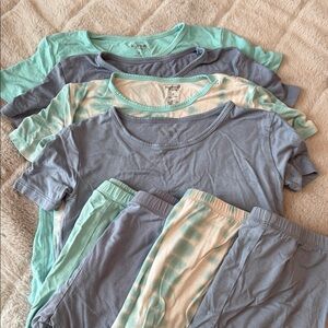 Kyte Baby Boys/Girls Pajama Set #1 - Short-Sleeve with Shorts, Size 8, Blue/Teal